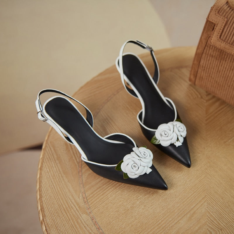 Rosetta Rose Embellished Slingback Pumps - 2 Colors