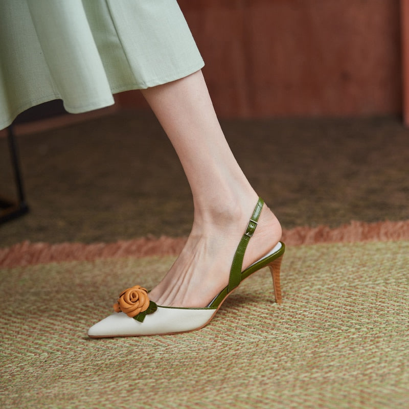 Rosetta Rose Embellished Slingback Pumps - 2 Colors