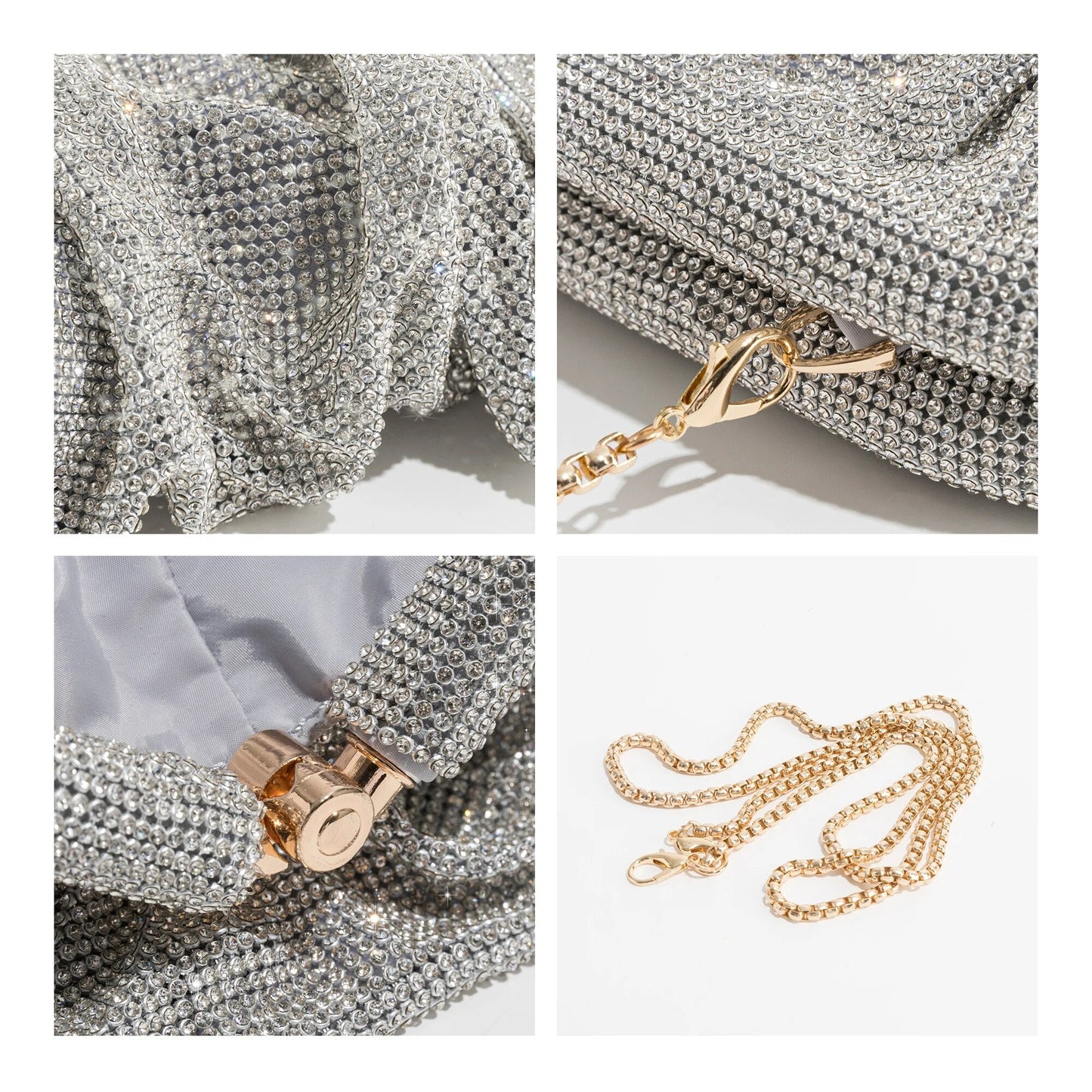 Rua Ruched Rhinestone Sequin Evening Bag