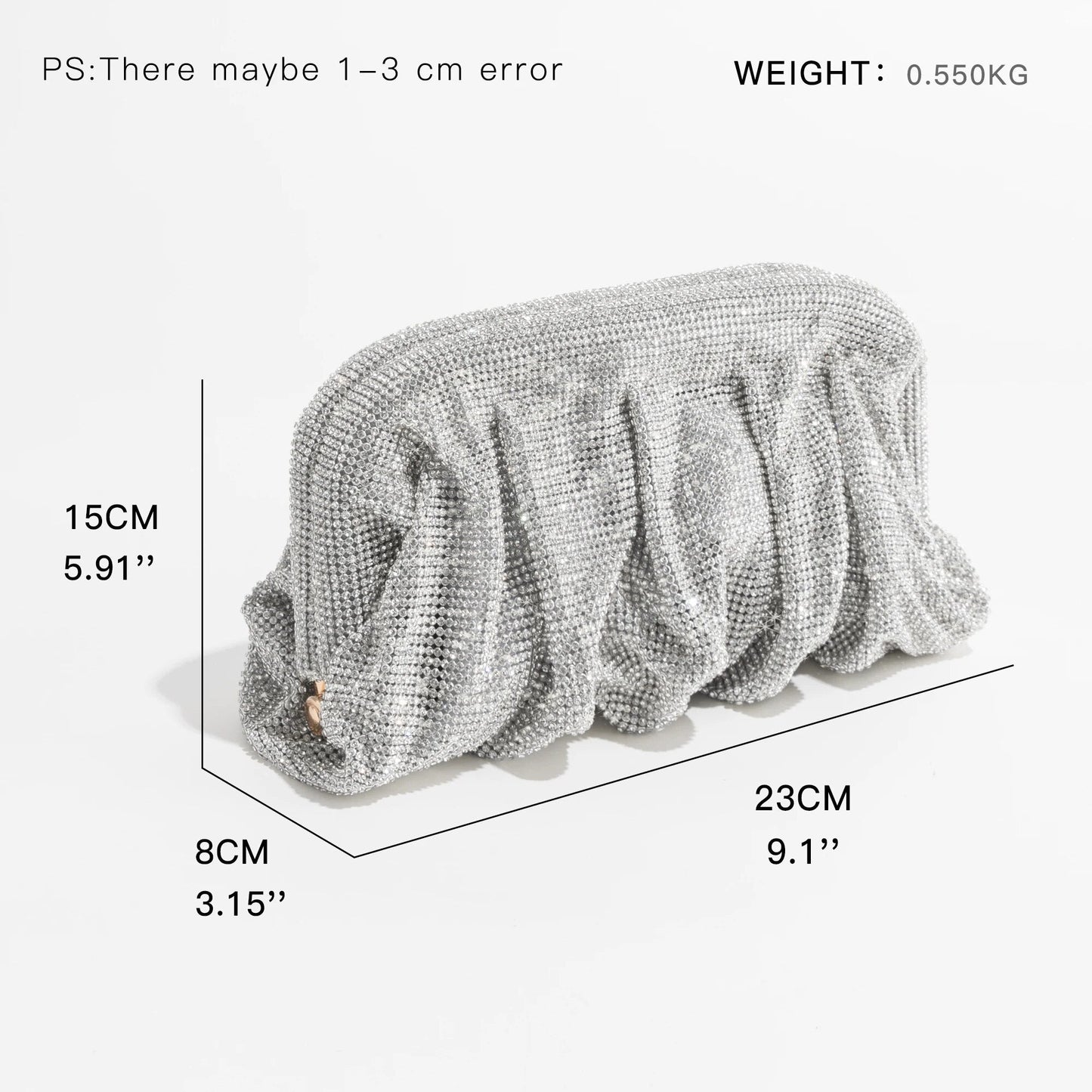 Rua Ruched Rhinestone Sequin Evening Bag