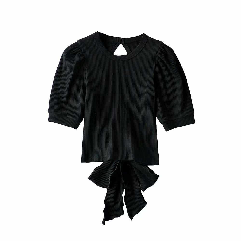 Rubie Open Back Puff Shoulder Tops - 2 Colors