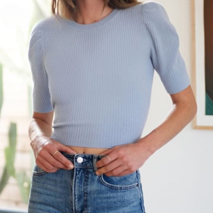 Rubie Open Back Puff Shoulder Tops - 2 Colors