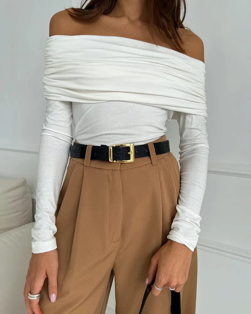 Sidonie Fold Over Off the Shoulder Top