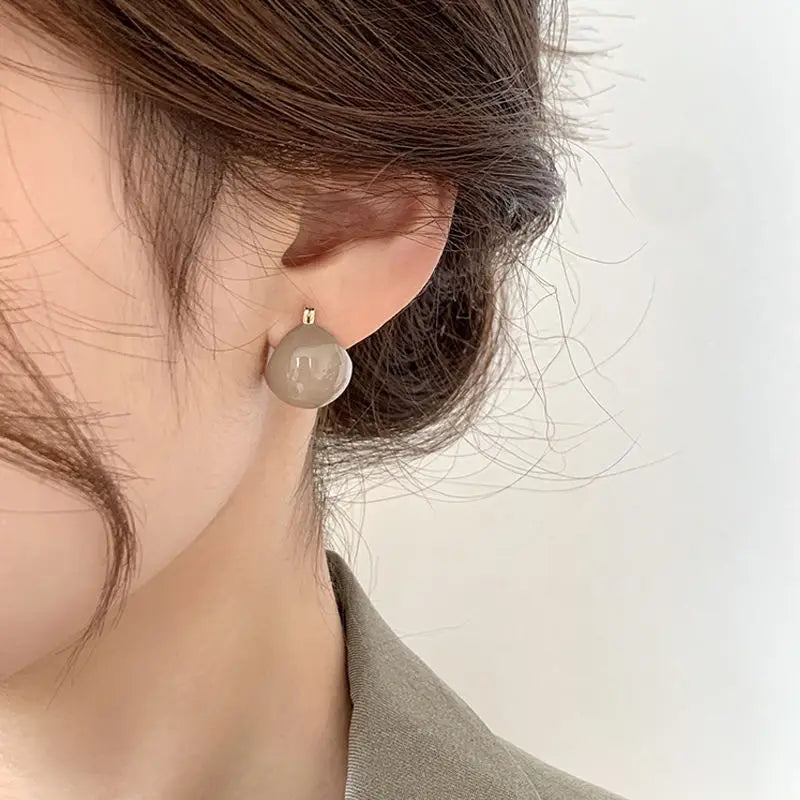 Round Enamel Minimalist Drop Earrings