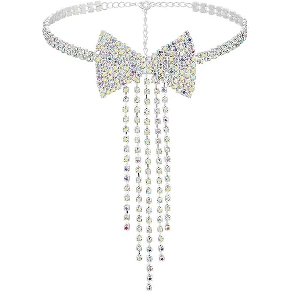 Carrie Crystal Bow Tie Choker Necklace