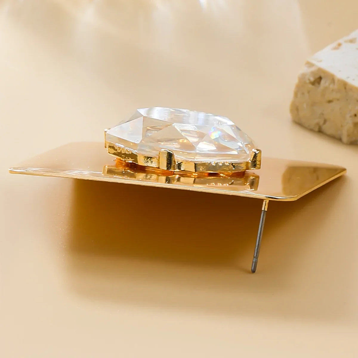 Izara CZ Color Gemstone Square Metal Drop Earrings