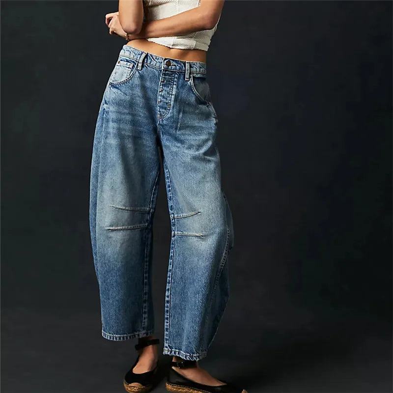 Killia Cropped Wide Leg Barrel Jeans