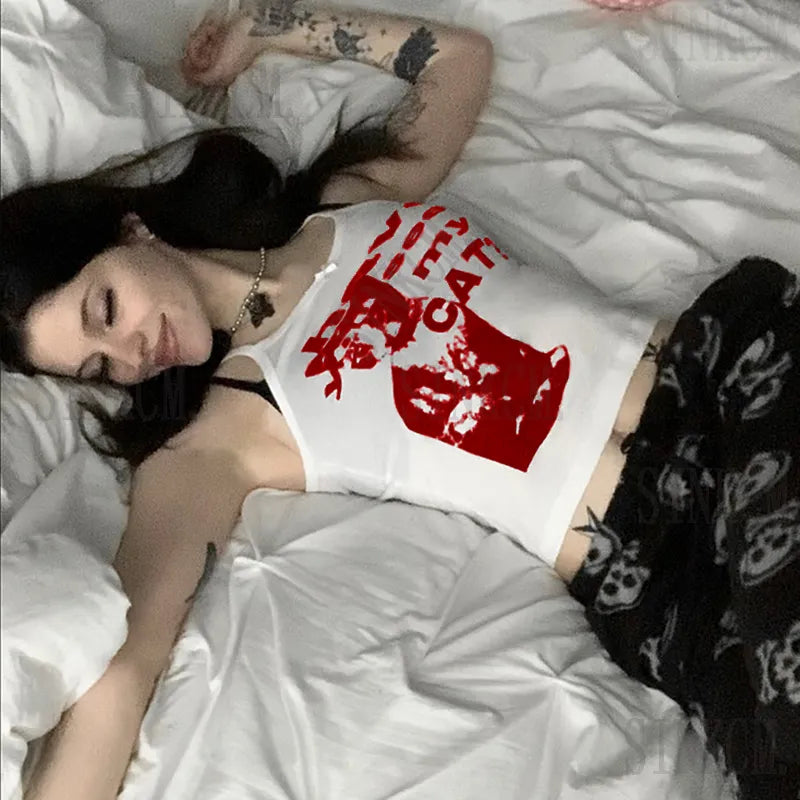 Harajuku Cats Prints Tank Tops