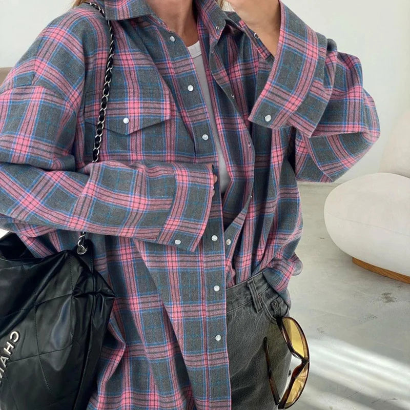 Clri Oversized Plaid Shirts