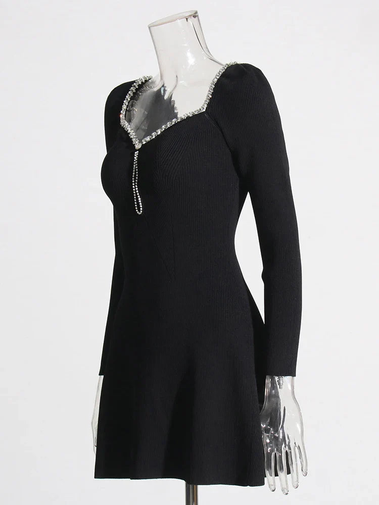 Suria Rhinestone Neckline Mini Dresses