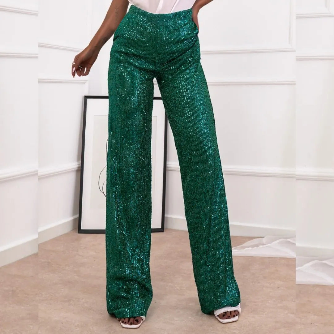 Shona Metallic Sequin Wide Leg Pants