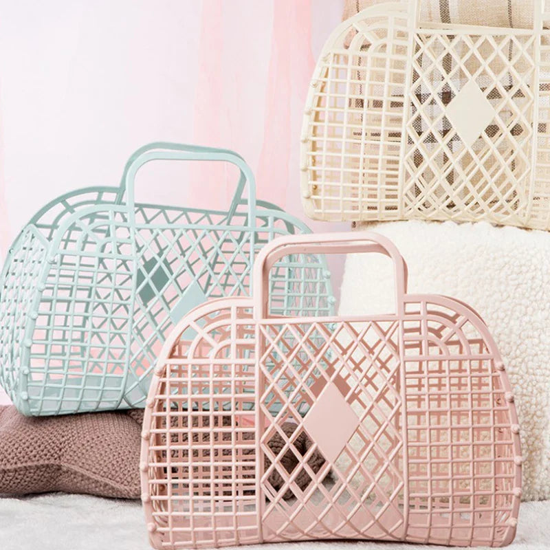Candy Colors PVC Assembly Mesh Basket Bag