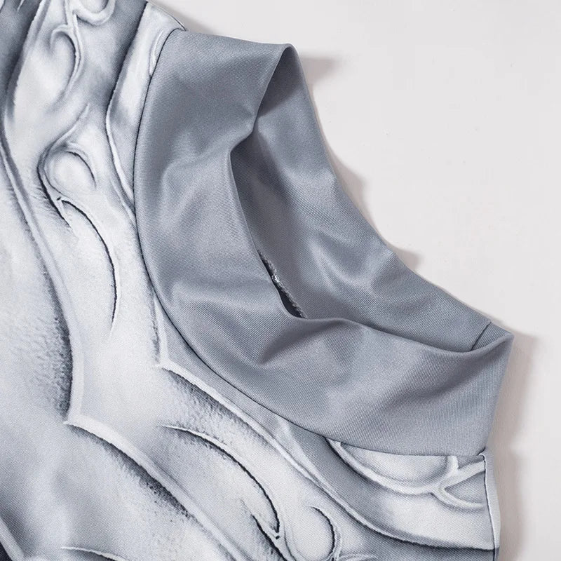 Cosima Silver Armor Prints Bodysuit