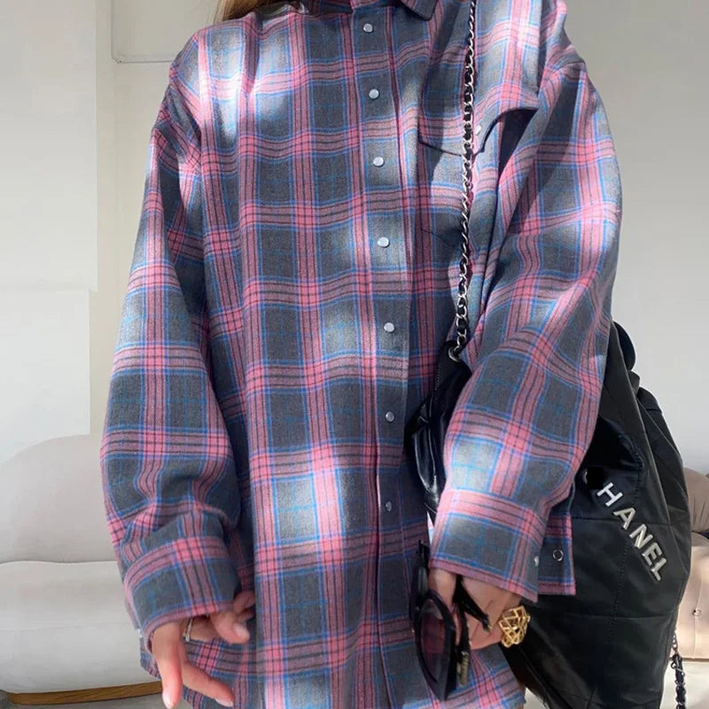 Clri Oversized Plaid Shirts