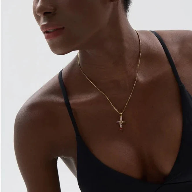 Luxe Cubic Zirconia Cross Pendant Necklace