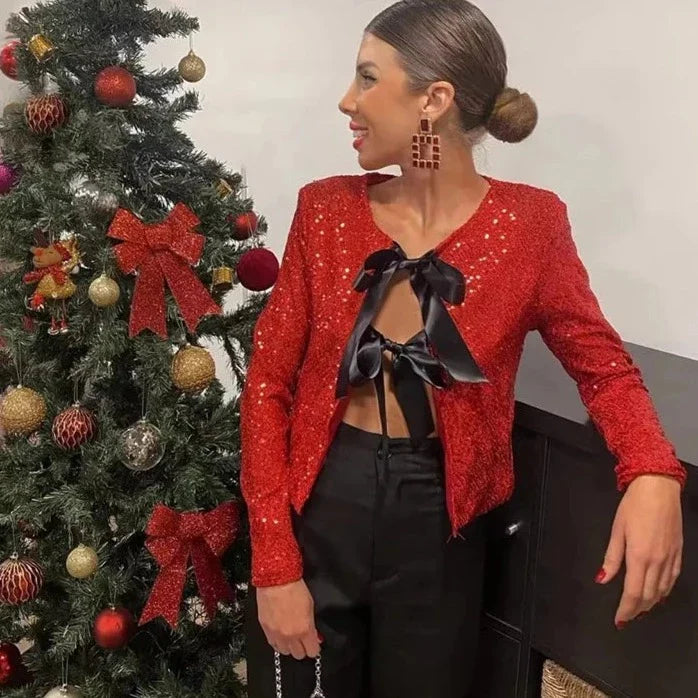 Coco Bow Tie Sequin Jacket