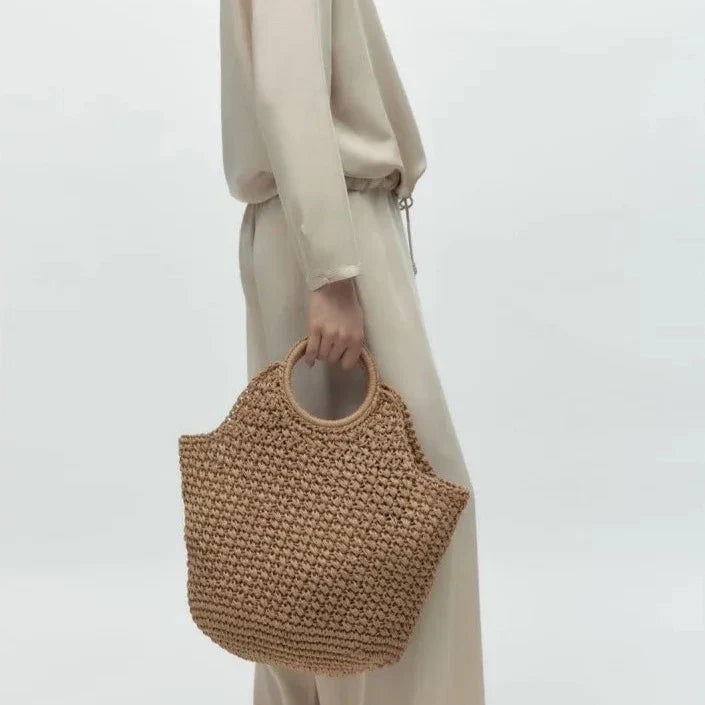 Portia Casual Straw Market Tote Bag