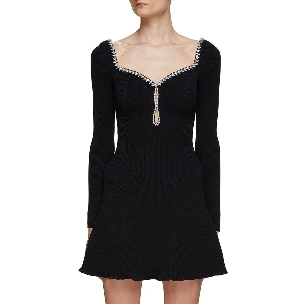 Suria Rhinestone Neckline Mini Dresses