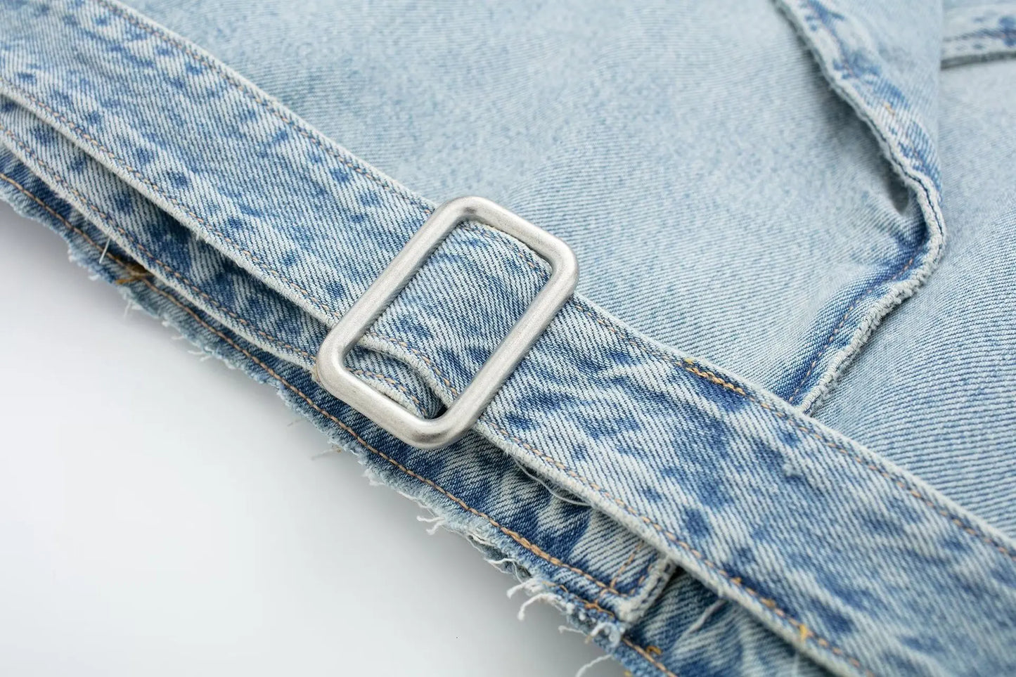 Rhea Cropped Denim Biker Jacket