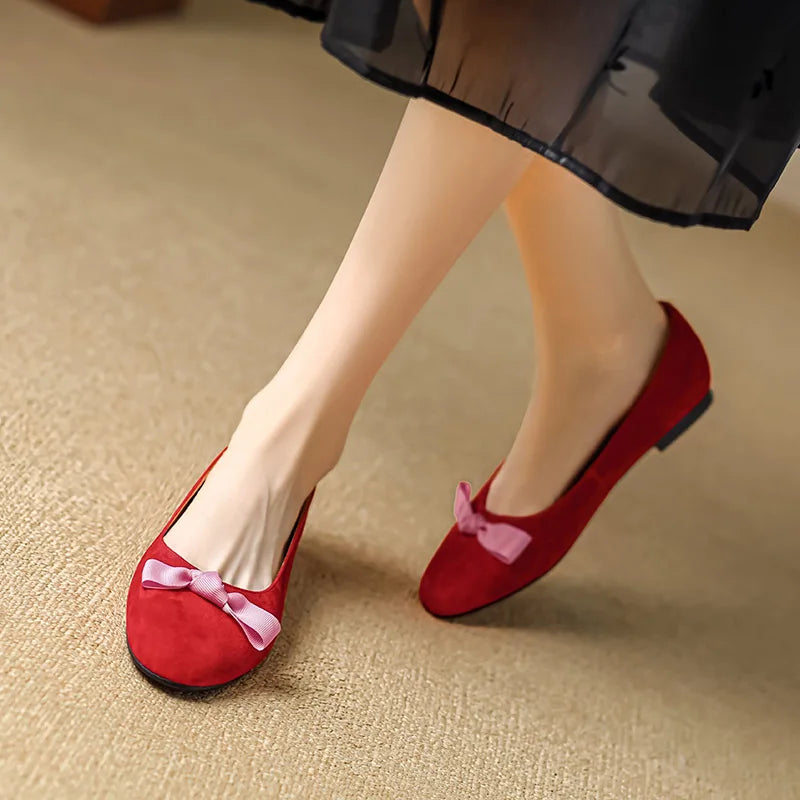 Mariana Ribbon Suede Ballet Flats