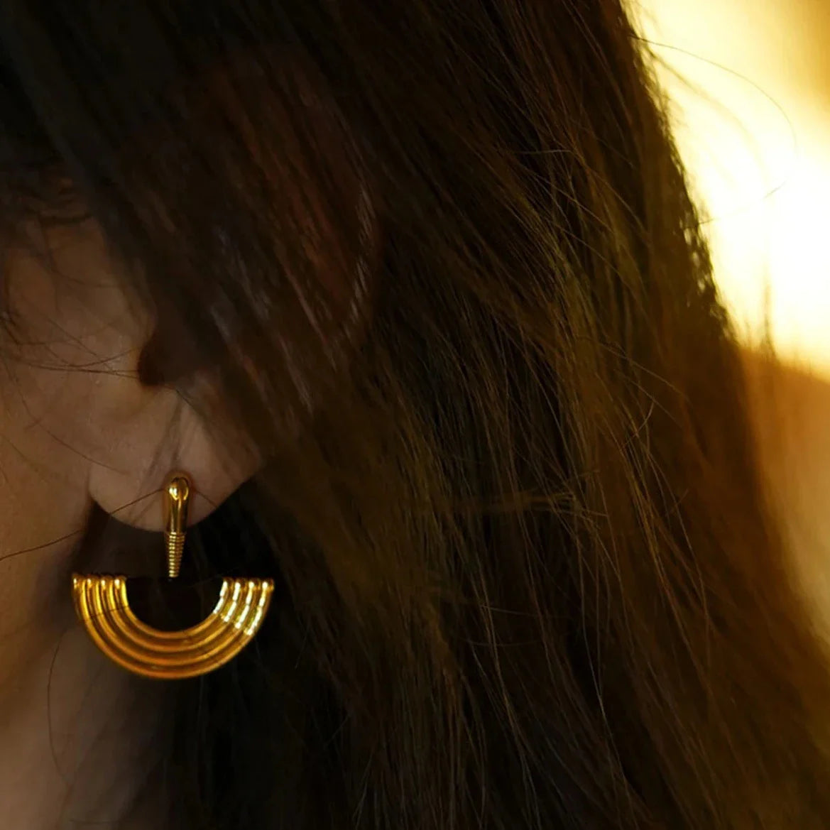 Ismini Gold Fan Geometry Choker Necklace & Earrings