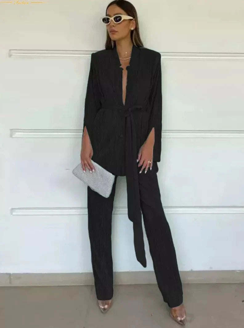 Clarie Pleated Flowy Suit