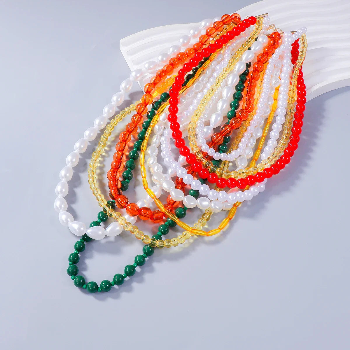 Multi Pearl and Color Beads Necklace
