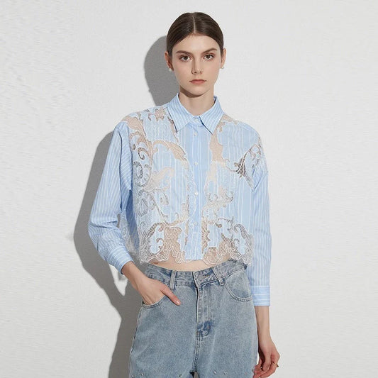 Leilani Lace Patchwork Cropped Shirts