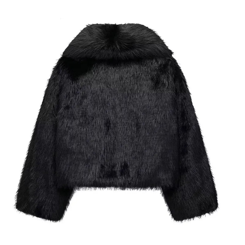 Laurel Shaggy Big Lapel Faux Fur Jacket