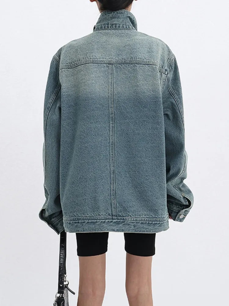 Nomie Funnel Neck Denim Jacket