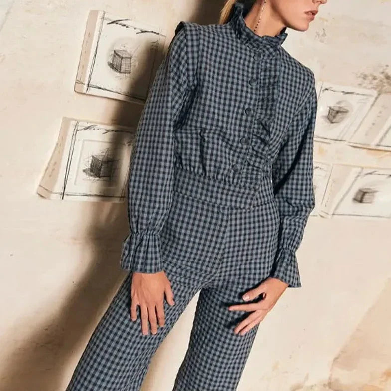 Tanya Gingham Plaid Ruffle Jumpsuit