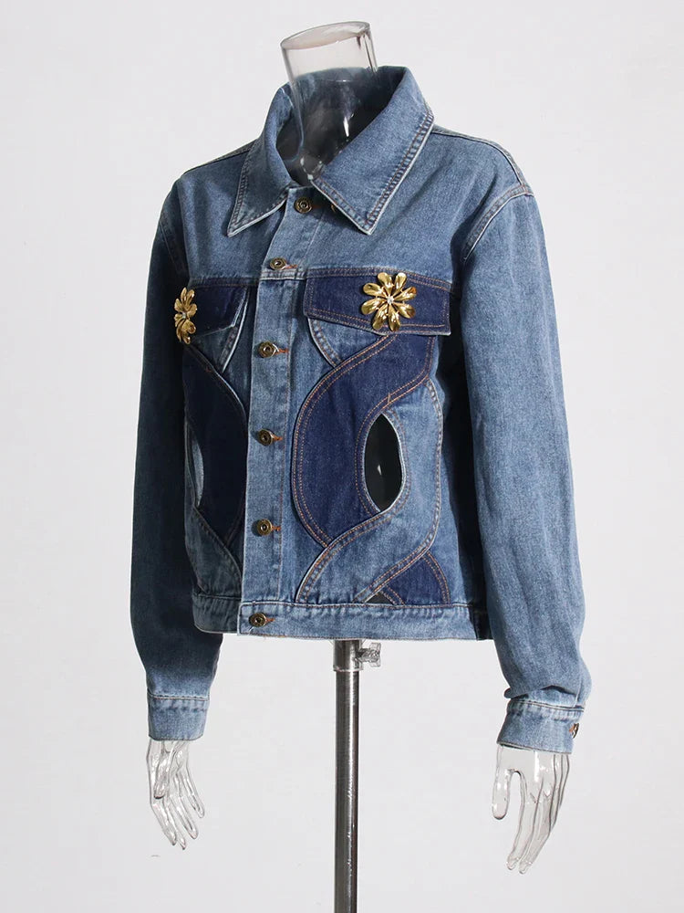 Rumia  Wave Cut Out Denim Jacket