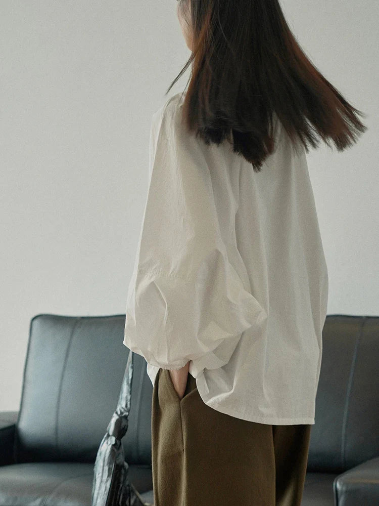 Maia Ruched Romantic Cotton Blouse