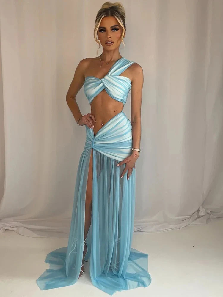 One Shoulder Maxi Knit Set