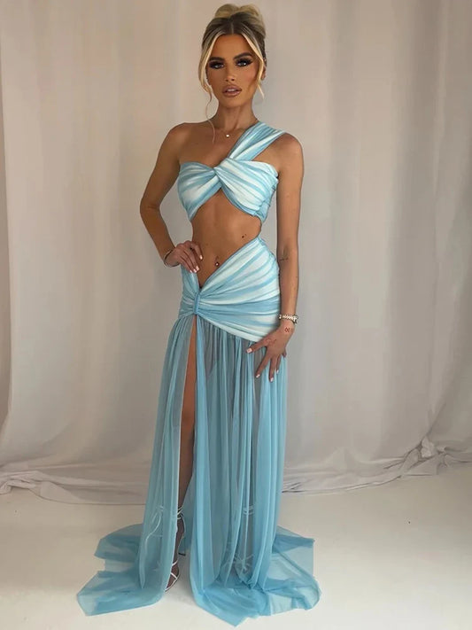 One Shoulder Maxi Knit Set