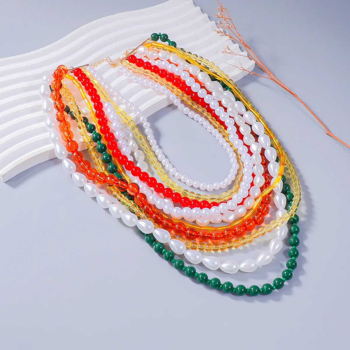 Multi Pearl and Color Beads Necklace
