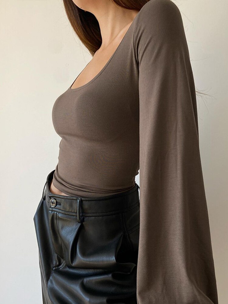 Lantern Sleeve Square Neck Tee