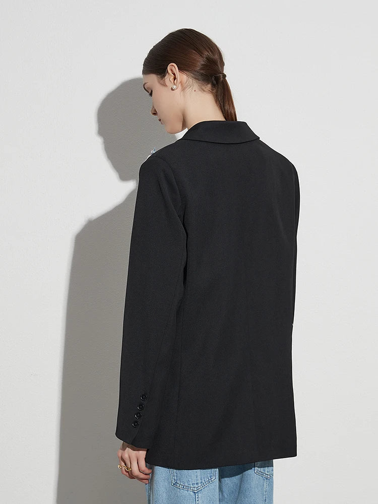 Fillipa Frayed Denim Line Patchwork Blazer