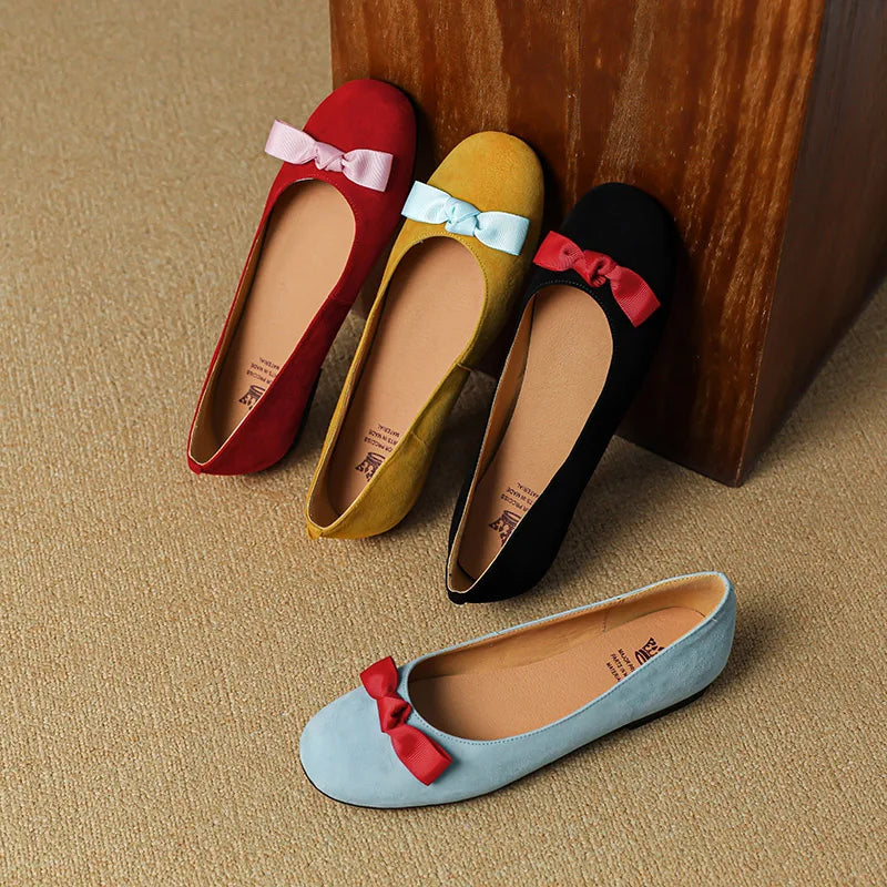 Mariana Ribbon Suede Ballet Flats