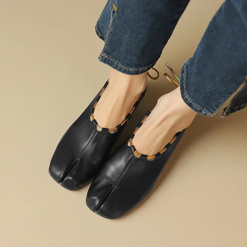 Eara Split Toe Rope Tie Moccasin Flats