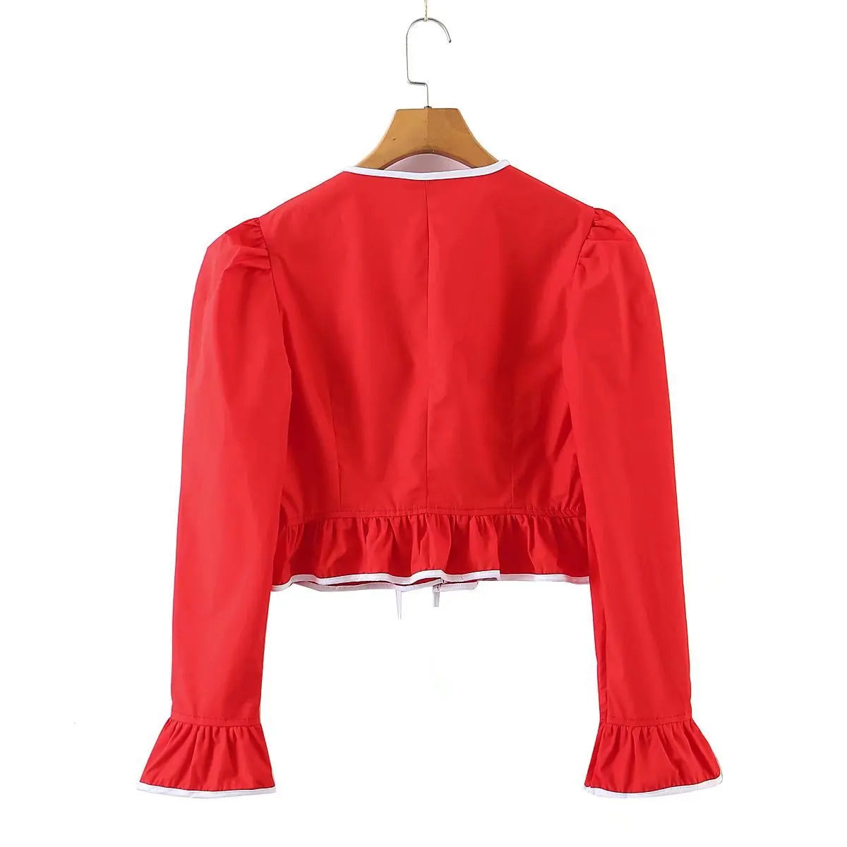 Melanie Puff Sleeve Ruffle Blouse