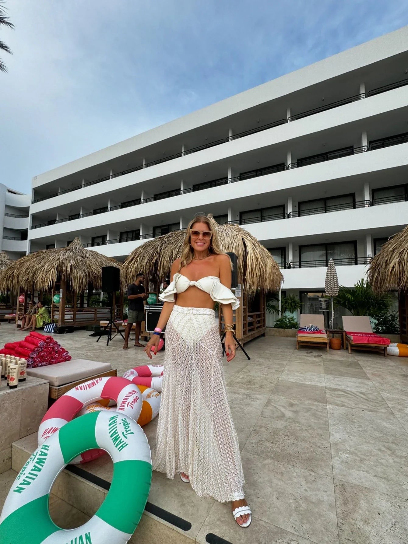 Ruffle Bandage A Line Beach Summer Two Piece Skirt Set