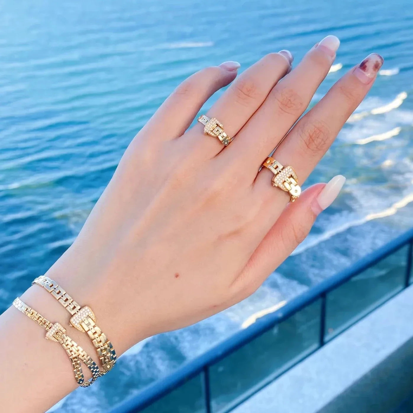 Tamar Belted Chain Ring and Bracelet