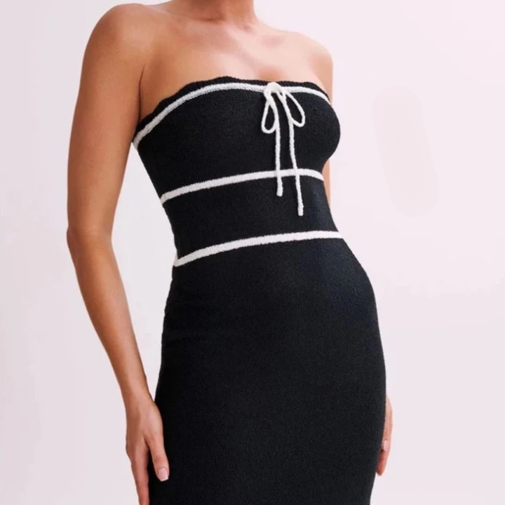 Marilou Bow Tie Maxi Knit Tube Dress