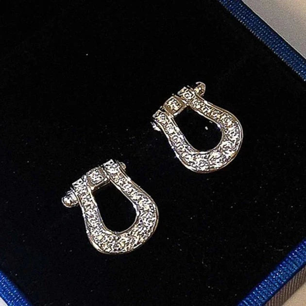 Crystal CZ Horsebit Stud Earrings