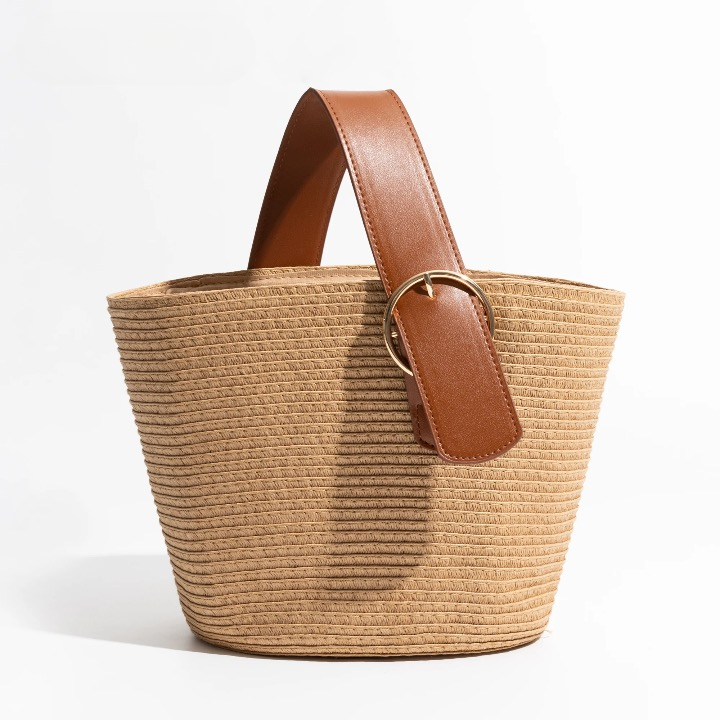 Terra Single Handle Bucket Straw Mini Tote