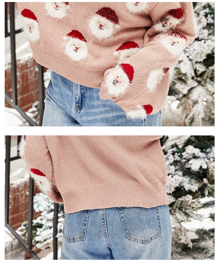 Christmas Knitted Santa Claus Cute Warm Furry Sweater