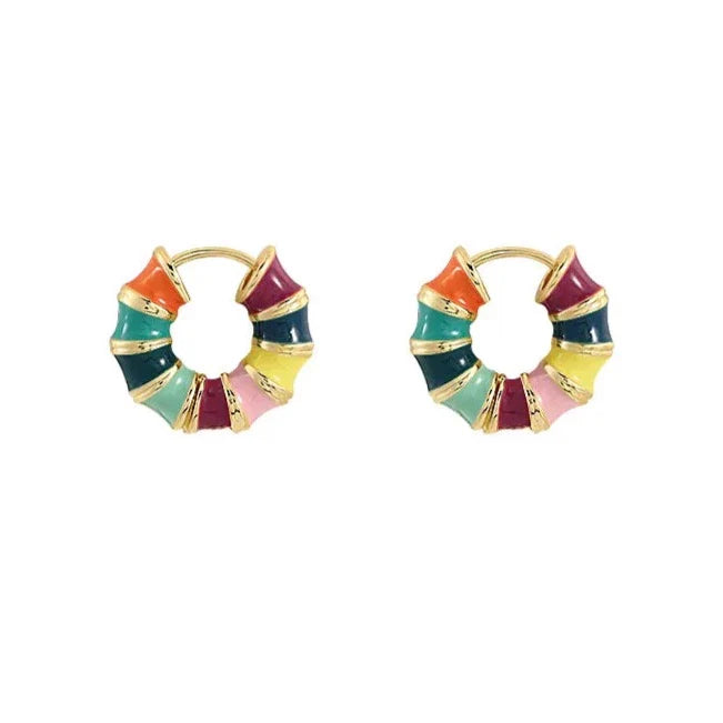 Candy Stripe Resin Round Hoop Earrings