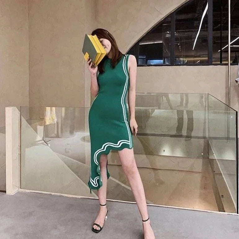 Mairi Irregular Cut Sleeveless Dress