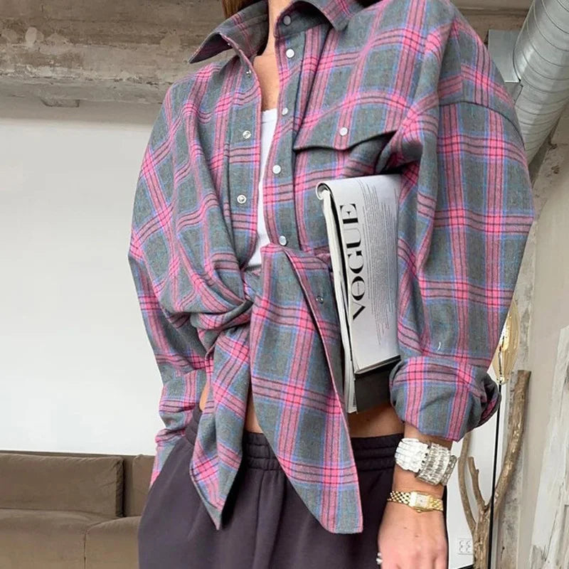 Clri Oversized Plaid Shirts